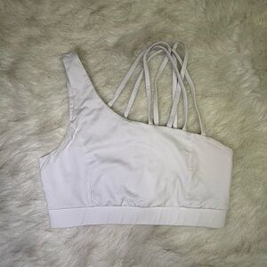 SHEIN White One-Shoulder Sports Bra with Strappy Design